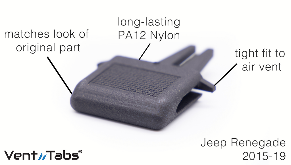 VentTabs Jeep Renegade - CENTER vents 2015-2019, to repair A/C Air vents