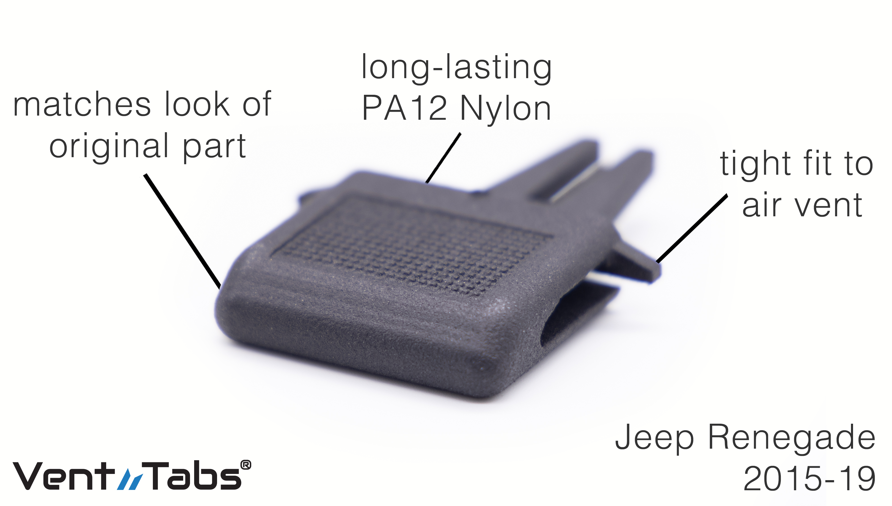 VentTabs Jeep Renegade - CENTER vents 2015-2019, to repair A/C Air vents